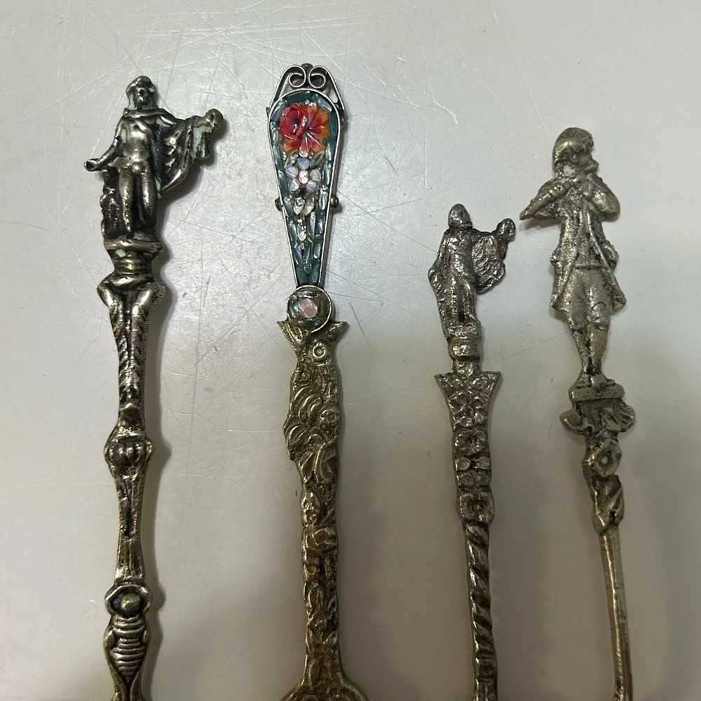 Vintage sugar spoon and olive fork lot of 4